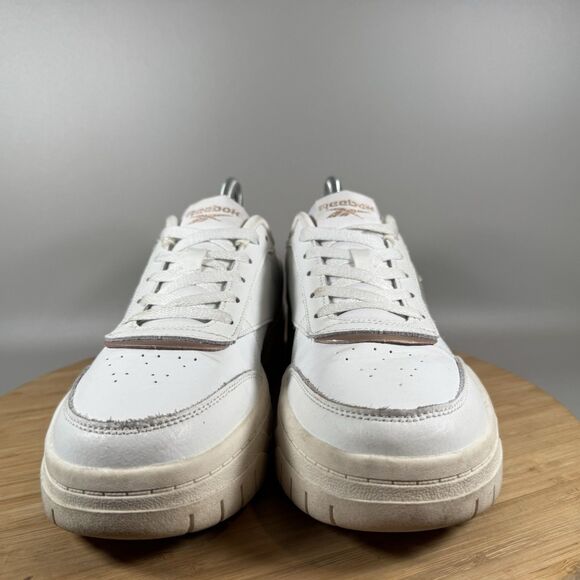 Reebok Women Tech G Geo Sneakers White Leather‎ Platform Sz 8.5 - Picture 2 of 8